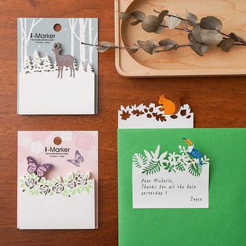 【i-Marker 動物簍空便利貼】 松鼠 鹿 鳥 蝴蝶 動物沖孔便利貼