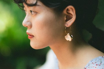 弦月 珐瑯14K耳圈 /耳夾可