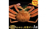 ６６６．足1本なし松葉ガニ　特大1枚（900g～1kg前後）※2023年11月～2024年3月に順次発送予定《かに カニ 蟹》