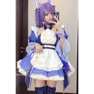 Uwowo製品】短納期 原神コスプレ 刻晴 メイド服 ハロワイン 同人服