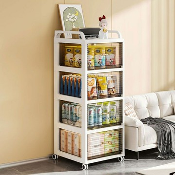 【AOTTO】40面寬透黑四層收納櫃推車(推車 收納櫃)