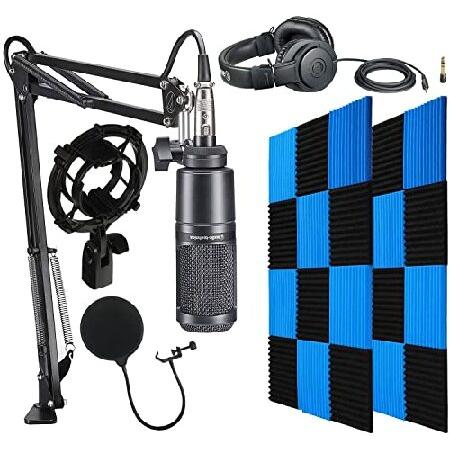 Audio-Technica AT2035PK Condenser Microphone Studio Vocal Mic Kit with 24 Pack Acoustic Soundproof Studio Foam Wedges Sound Insulation Panels