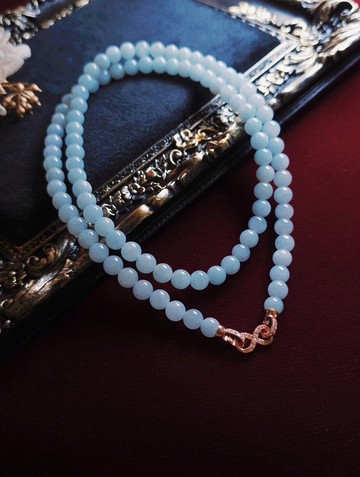 招財•仙氣•稀有|馬卡龍baby藍翡珠|緬甸A貨翡翠珠串長串項鏈