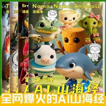 【臺灣-出貨】國外AI山海經描摹本木棍人篇綫稿塗色兒童益智畵畵本爆款創意抽象  ai山海經 美國山海經 通通哥 木棍人