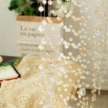 免打孔水晶珠簾客餐廳隔斷簾裝飾門簾墻掛串珠玄關簾子網紅北歐新