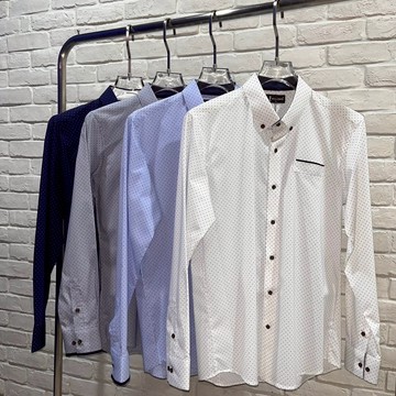 TOP_Korea 正韓CF MELLENIUM 抗皺免燙滿版點點長襯 D598