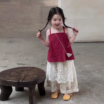Mimo⭐女童套裝夏裝寶寶背心吊帶衫小童韓版休閒闊腿褲