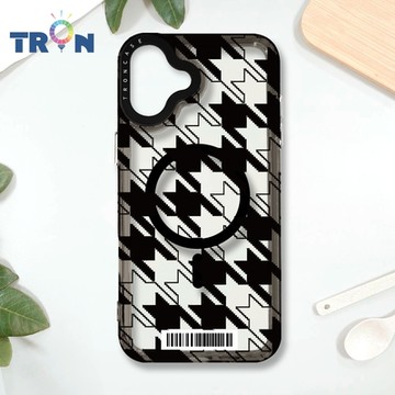 TRON IPHONE 16 PLUS 虛實剪影千鳥紋 防摔 MAGSAFE 磁吸 太空載具殼 透黑 手機殼