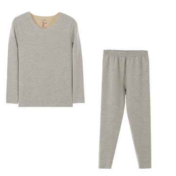 ALWAYS - 兒童無痕德絨蠶絲保暖套裝-灰色