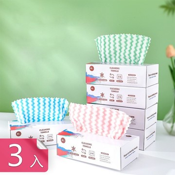 【荷生活】不易掉毛不懼油汙抽取式抹布 強力吸水拋棄式乾濕兩用抹布-3入組