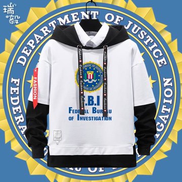 美國聯邦調查局FBI特工電影周邊假兩件連帽衛衣男女兒童學生外套