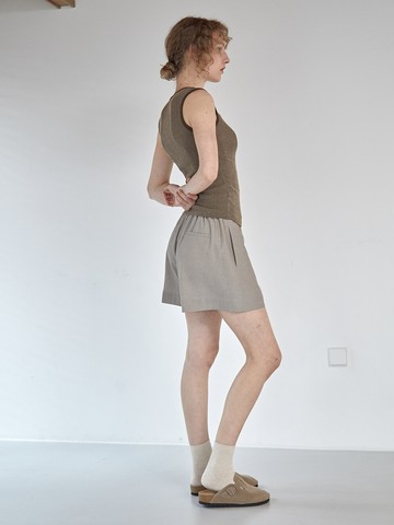 Linen Byso Half Pants_Greige
