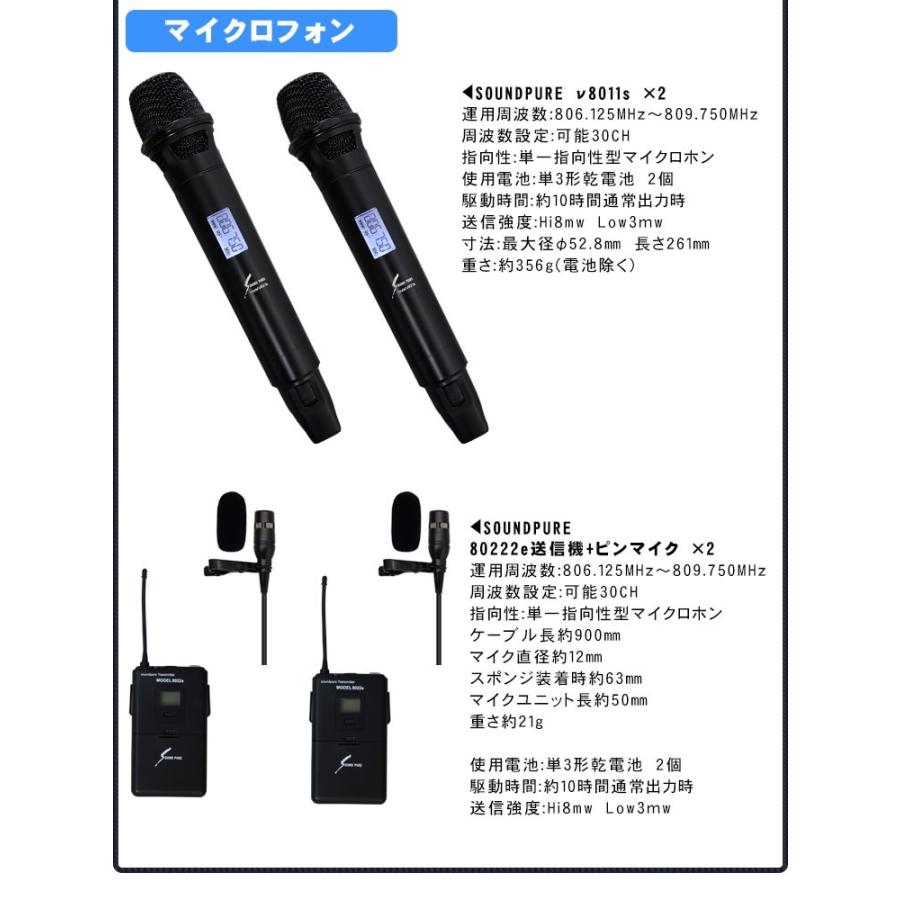 BOSE ボーズ 壁掛けスピーカー 4基   ワイヤレスマイク2本　ピンマイク2個付き　設備音響セット