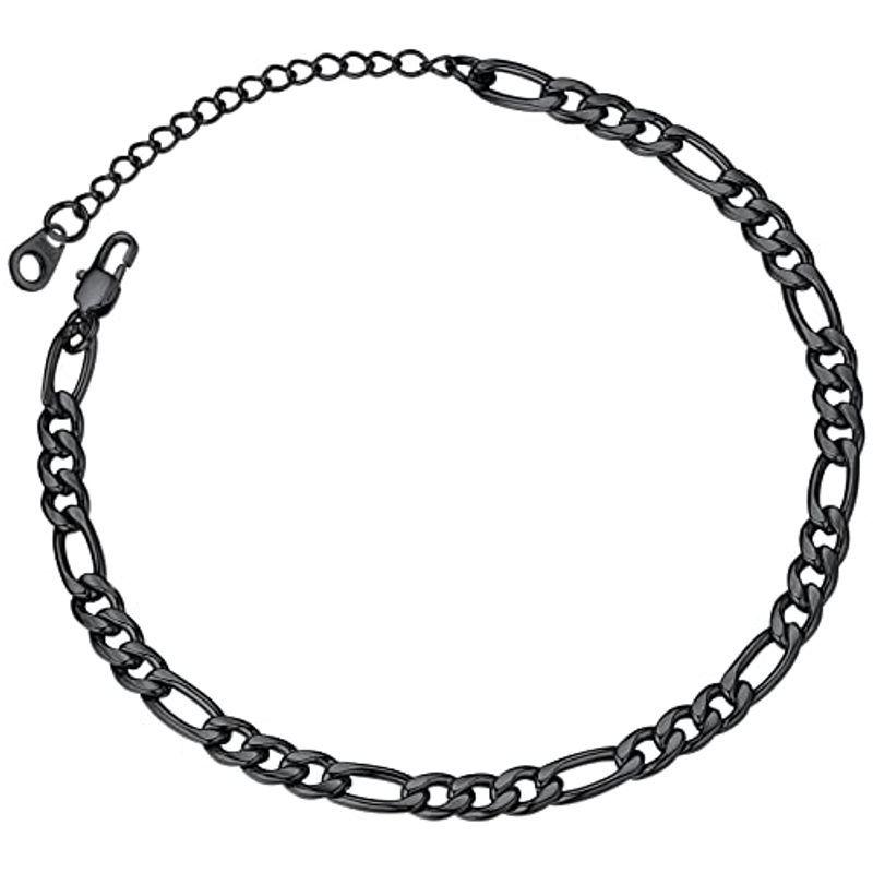 ChainsPro ステンレス アンクレット メンズ 人気 黒 ブラック 22cm+5cm