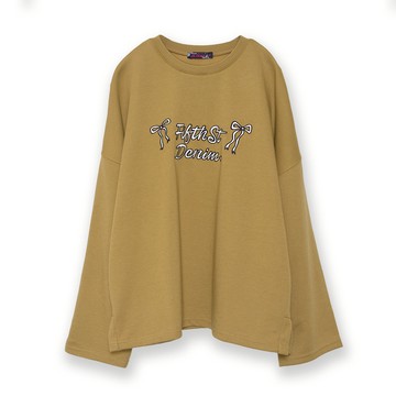 5th STREET｜女裝｜蝴蝶結印花圖案長袖T恤｜深咖啡