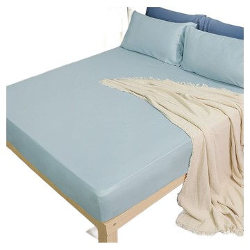 J-bedtime 床寢時光 高質感素色天絲床包枕套組 S7666L-H  床包 + 枕套2個  加大  沉穩藍