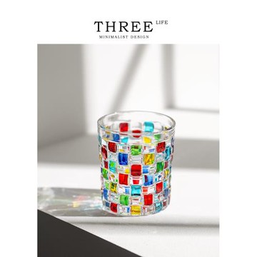 (免運)Tlife·Weave·杯具意大利水晶杯手繪彩色玻璃杯設計小眾 | 柳編