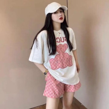 休閒運動服套裝2026新款夏季洋氣時尚短褲夏裝減齡短袖兩件套 運動套裝 女短袖套裝 夏天套裝 短袖短褲套裝女 兩件式套裝