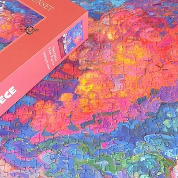 元氣招財  拼圖1000片油畫思念夕陽高端細閃灰卡材質