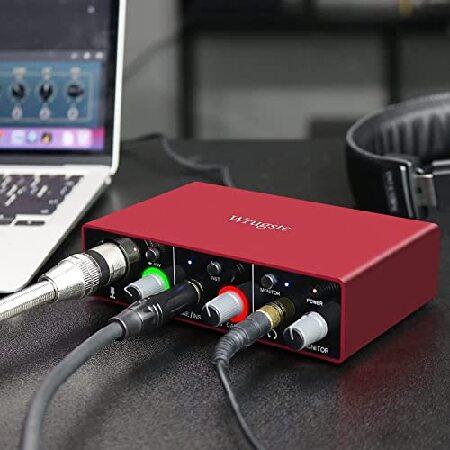 2i2 USB Audio Interface Solo(24Bit 96kHz) 48V Phantom Power for Computer Recording Podcasting and Streaming Plug and Play Noise-Free Wrugste XLR Audio