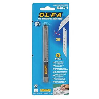 OLFA 30度美工刀  新型自動卡鎖細工刀(SAC-1)不銹鋼刀柄