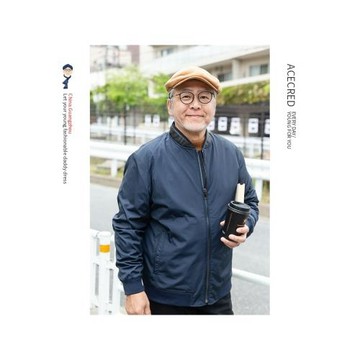 爸爸秋裝外套男中老年薄款棒球領夾克老人爺爺春秋寬松男裝上衣