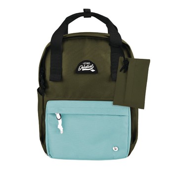 Grinstant混搭可拆組式13吋後背包 - 冒險系列 (軍綠色配淺藍色)