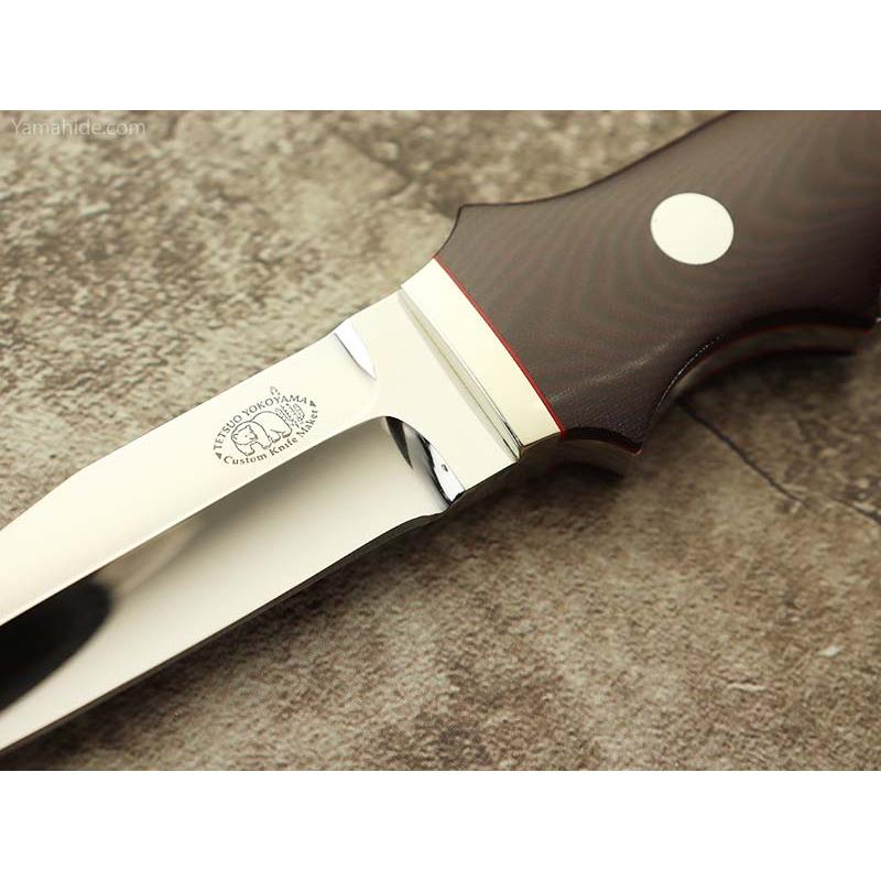 横山 哲夫 作 0001 ニューヨークスペシャル マルーンリネン  シースナイフTetsuo Yokoyama Custom knife