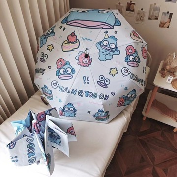 醜魚雨傘 摺疊傘 晴雨傘🎀 魚漢頓雨傘晴雨兩用全自動可愛女太陽傘黑膠折疊防曬紫外線遮陽傘 可愛雨傘 遮陽傘 自動傘 防曬