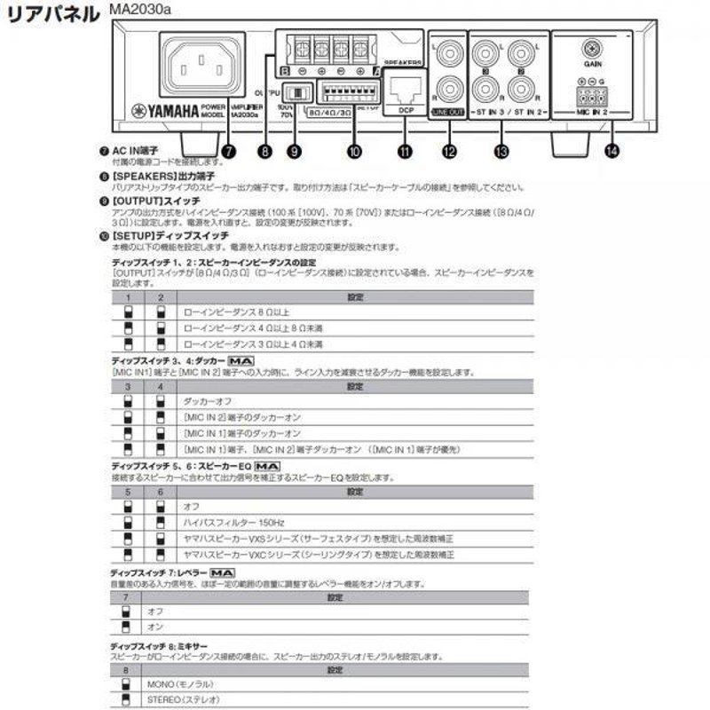 YAMAHA(ヤマハ) MA2030a ◇ パワーアンプ ( ハイ・ローインピーダンス