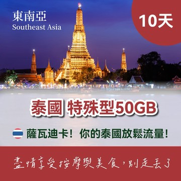 【泰國 JetFi mobile】定量型 50GB - 10天 eSIM