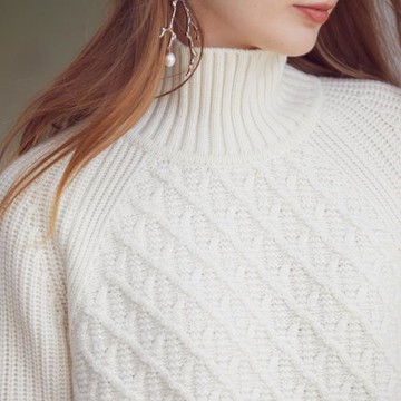 香集團高貴品格！鎮店巔峰品質重磅立體絞花高領羊毛羊絨衫女衫