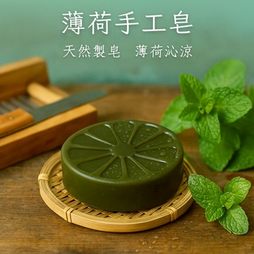 【苗栗】🍀薄荷手工皂🍀純天然草本 無精油 原汁入皂 清潔 保濕  髮皂 沐浴皂 洗面皂｜買4送1｜自然皂手作坊