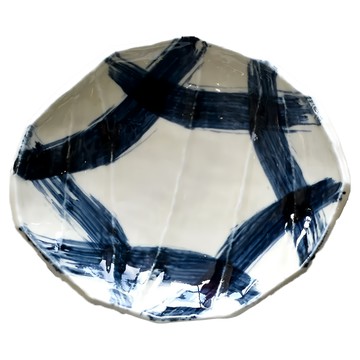 藍刷毛橢圓三足皿 日本制 陶瓷器  22.5 x 19 x 4cm  1個