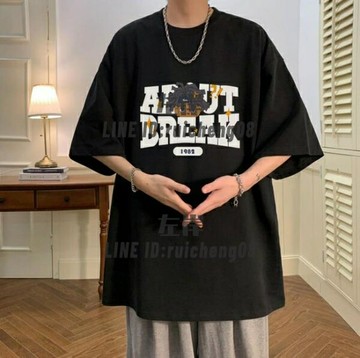 短袖T恤男夏季寬鬆美式高街hiphop半截袖休閑短袖【雲木雜貨】