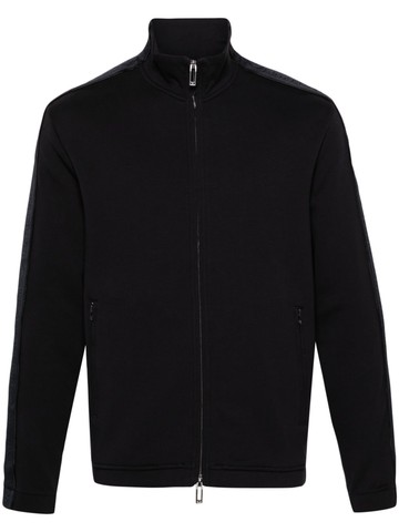 Emporio Armani - logo-tape zip-up sweatshirt - men - Polyester/Polyester/Cotton/Elastane/Elastane - XL - Blue