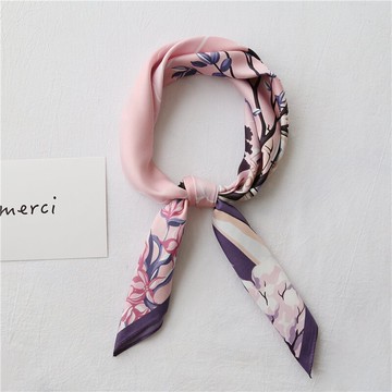 韓國新款春夏秋季仿真絲學生保暖小方巾百搭小絲巾裝飾小領巾女1入