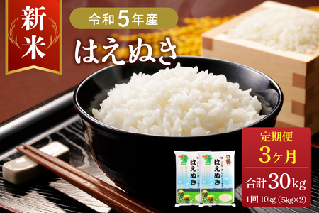 ※2023年12月下旬スタート※ はえぬき30kg（10kg×3ヶ月）定期便 山形県産