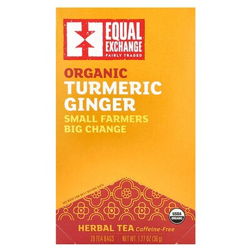 Equal Exchange, 有機姜黃草本茶，無咖啡萃取，20 茶包，1.27 盎司（36 克）