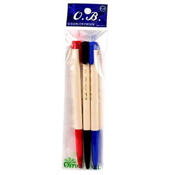 OB-100自動原子筆3入-混色