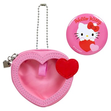 SANRIO 三麗鷗 迷你包 附徽章  凱蒂貓 愛心  9.2 x 1.5 x 8cm