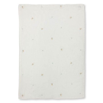 akachan honpo - 6層棉紗刺繡毯-小花-象牙白色 (70×100cm)