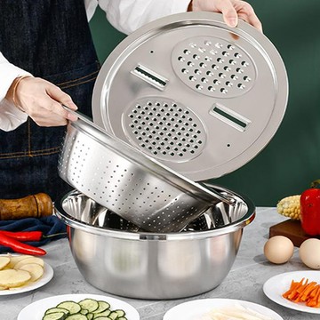 【好物良品】多功能不鏽鋼切菜刨絲刨刀器三件套鍋組