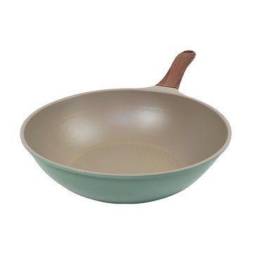 Kitchen-Art 木柄鑽石級深形炒鍋 薄荷綠  28cm  1個
