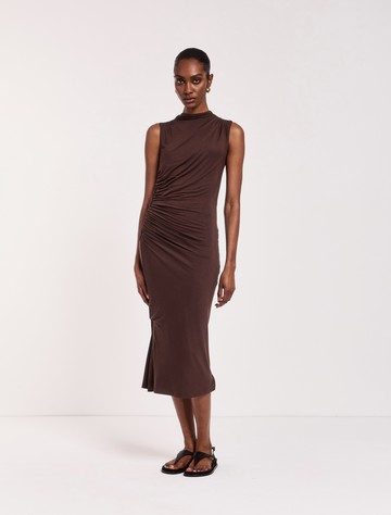 Lana Draped Midi Dress in Bracken - MicroModal Ninety Percent