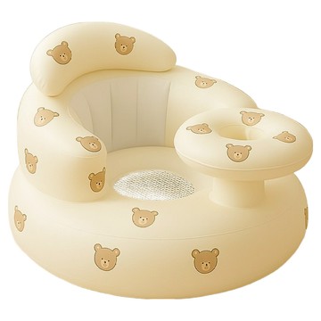 Vanibaby 嬰兒充氣學坐椅 寶寶沙發 碗拖型  小熊 米色