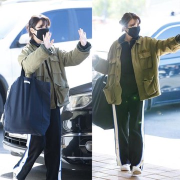 IU李知恩明星同款休閑寬松開叉闊腿褲bf原宿風拼色松緊運動長褲女