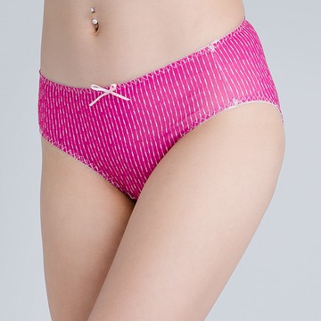 豎條遠紅外線抑菌基本中腰內褲(玫桃紅 女M-2XL)