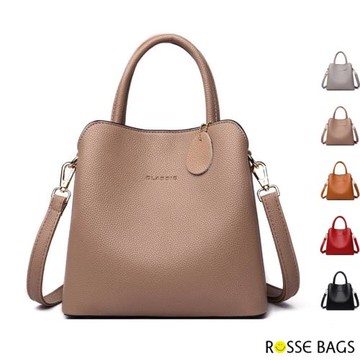 【Rosse Bags】韓版百搭真皮大容量手提肩背包(現+預  黃色 / 紅色 / 卡其色 / 黑色 / 灰色)
