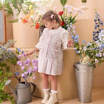 心願比得甜美優雅小香風假兩件洋裝